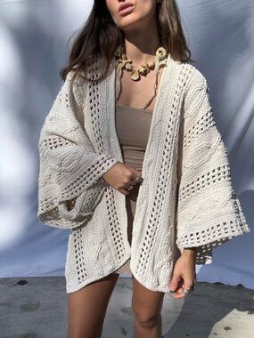 RARE Stunning Vintage Crochet Poncho Cardigan